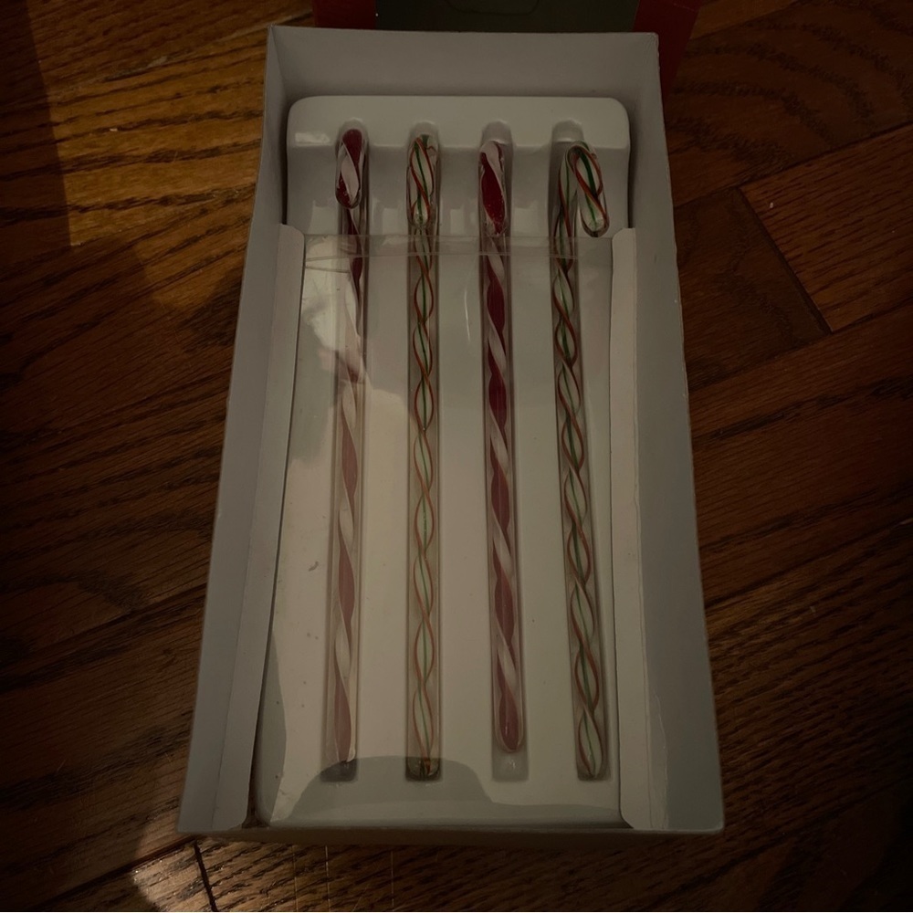 COPY - LONGABERGER GLASS CANDY CANE ORNAMENTS. SET OF 4.
